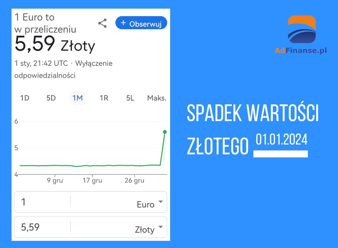 Wzrost cen walut - spadek wartości złotego